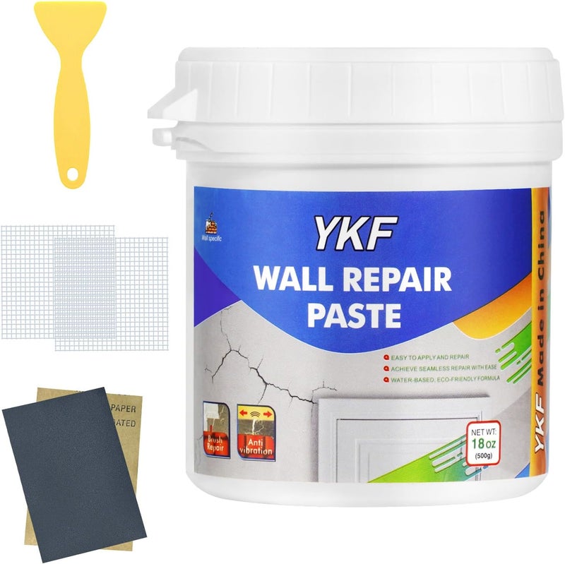 YKF Drywall Patch Repair Kit, 18 Oz Spackle Wall Repair Paste with Scraper, Easy Wall Hole & Crack Mending, Quick Drying, Paintable, Strong Adhesion, Long Lasting Fix for Drywall Plaster Wood - Image 1